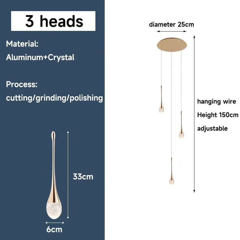 Afralia™ Gold Droplet Bubble LED Pendant for Minimalist Decor Lighting