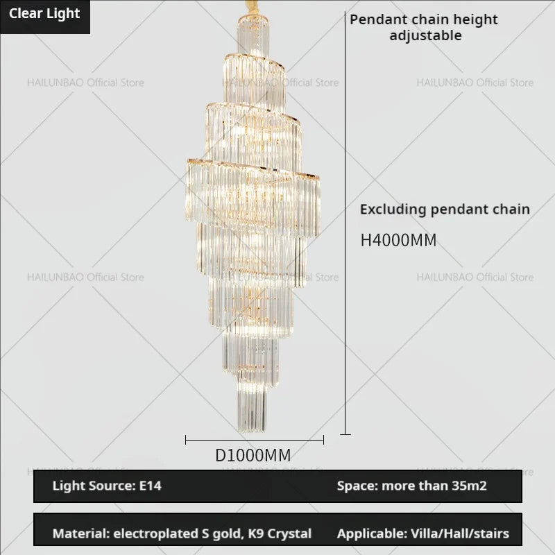 Afralia™ Crystal Chandelier for Penthouse Villa Living Room - Modern Light Luxury Design