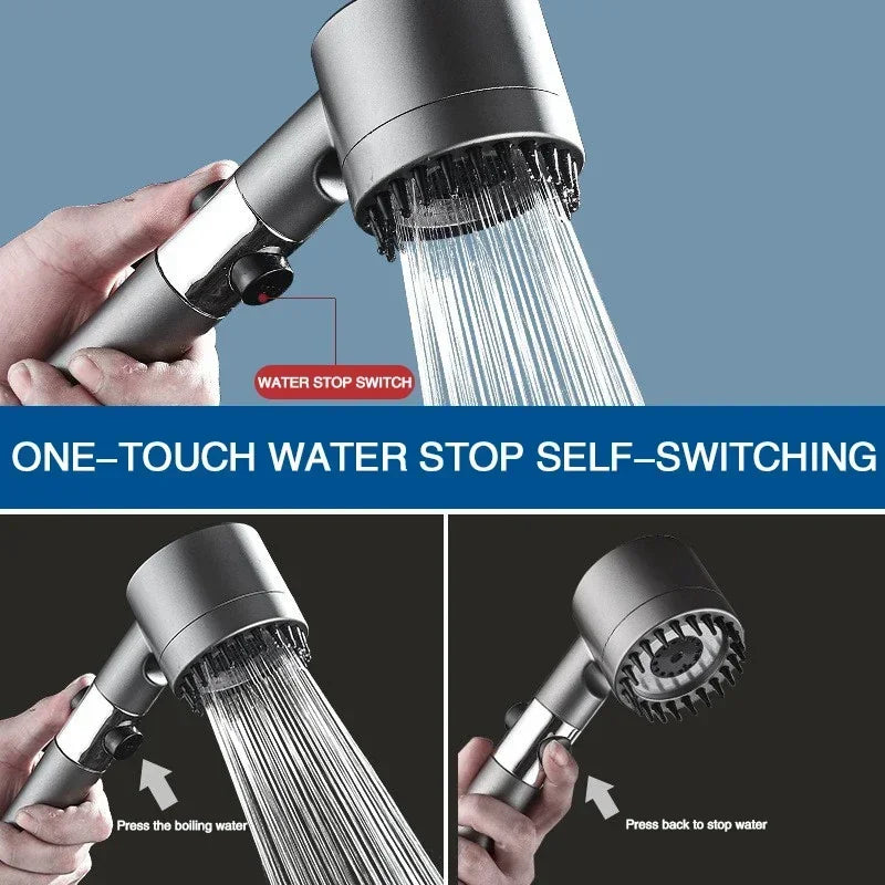 Afralia™ High Pressure Black Shower Head Rainfall with 3 Modes & Filter Holder