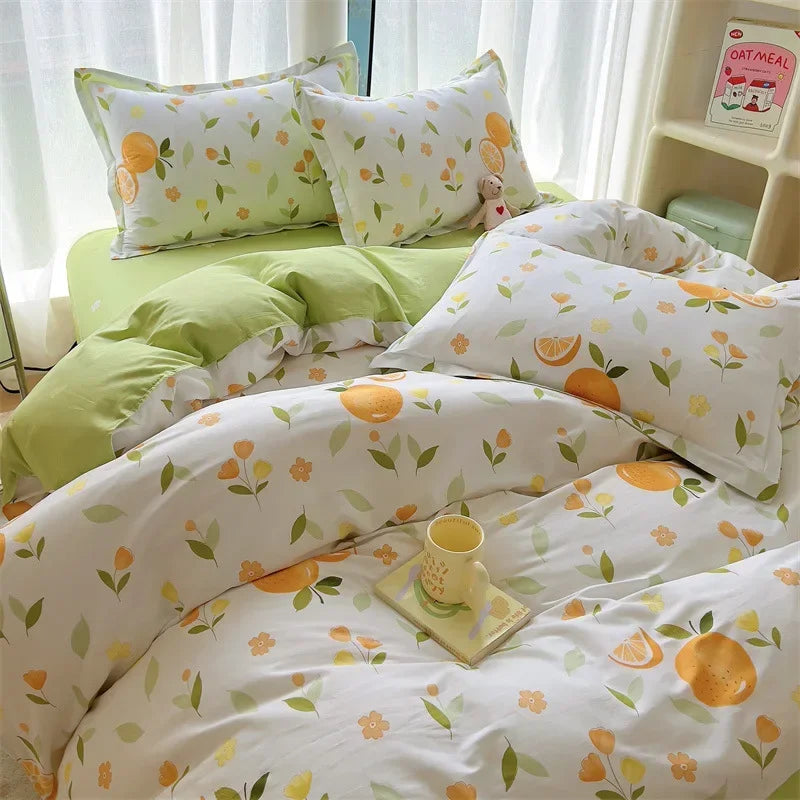 Afralia™ Small Floral Cotton Bedding Set for Soft Skin-Friendly Duvet Cover Sets