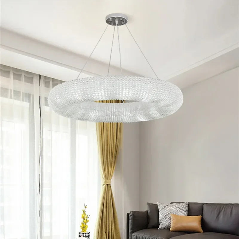 Afralia™ Crystal Luxury Loft Pendant Light with LED E14 Bulb for Living Room