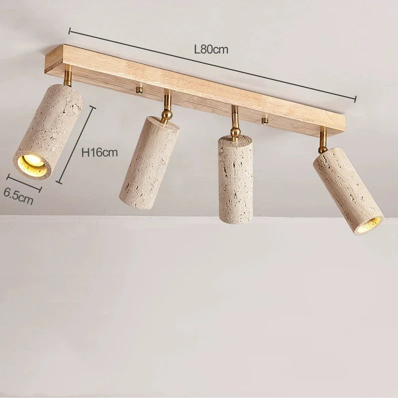 Afralia™ Stone Ceiling Lamp Spot Light Adjustable Angle Wood Base