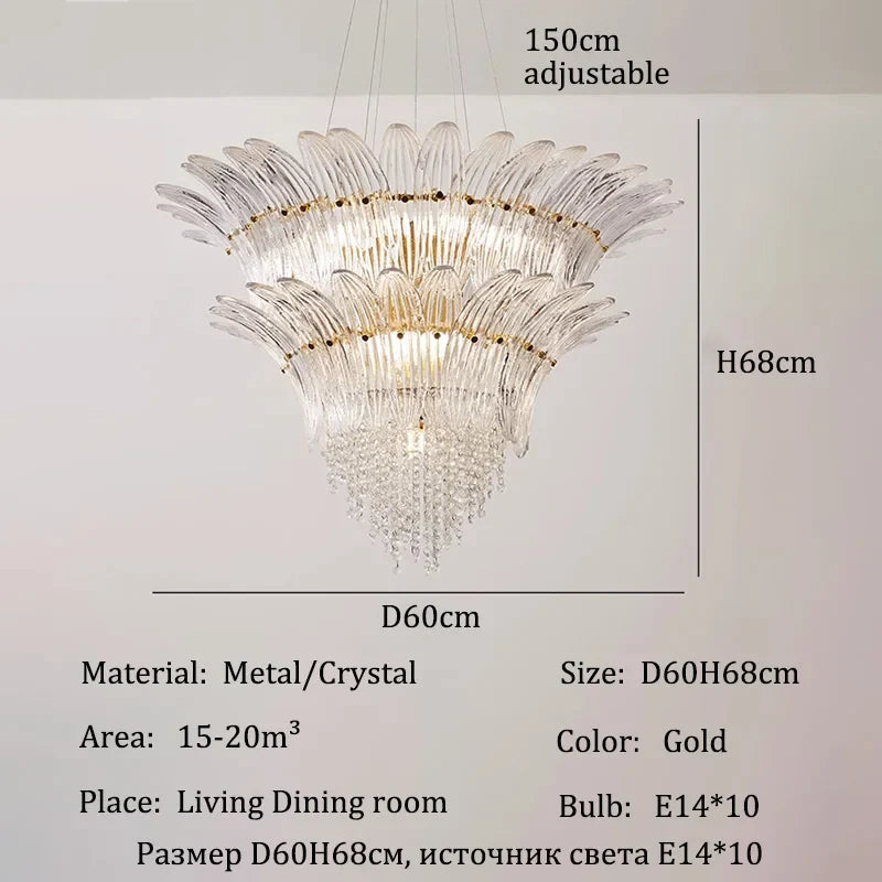 Afralia™ Crystal Chandelier Ceiling Light Fixture for Luxurious Living Rooms