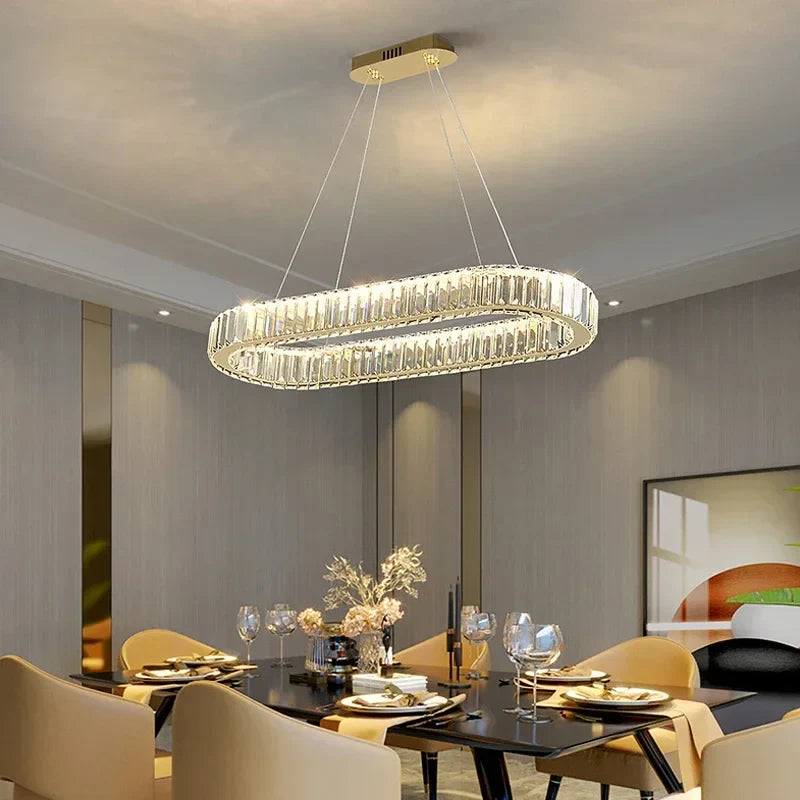 Afralia™ Crystal Pendant Chandelier Modern LED Ceiling Light Fixture