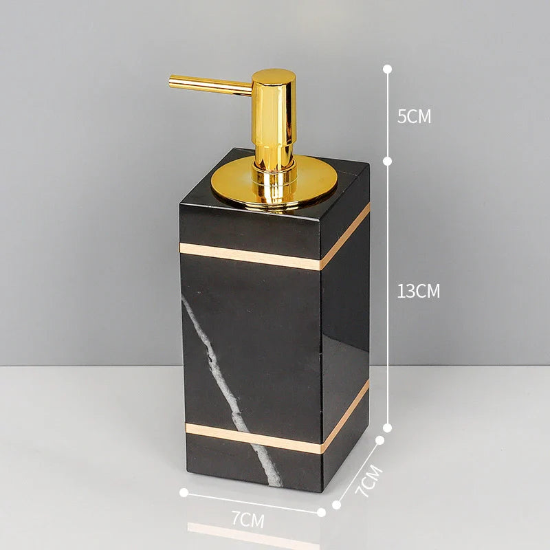 Afralia™ Nero Marquin Marble Bathroom Set with Gold Accents