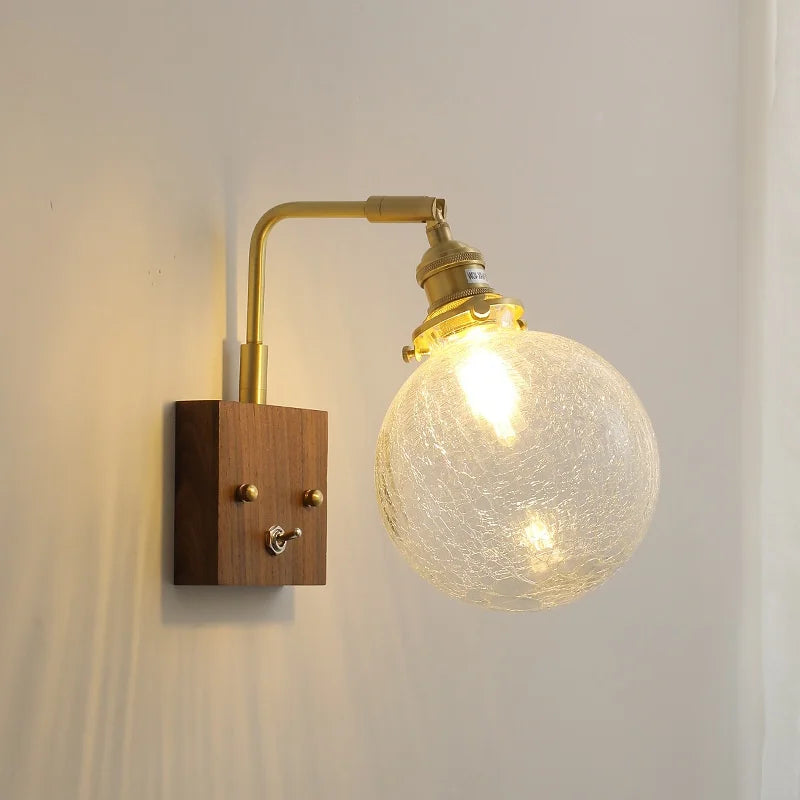 Afralia™ Glass Copper LED Wall Lights Modern Bedside Lamp Applique Da Parete