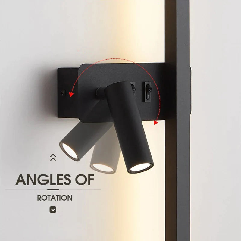 Afralia™ LED Wall Sconce Spotlight for Living Room Bedroom - Modern Black White Wall Lamp