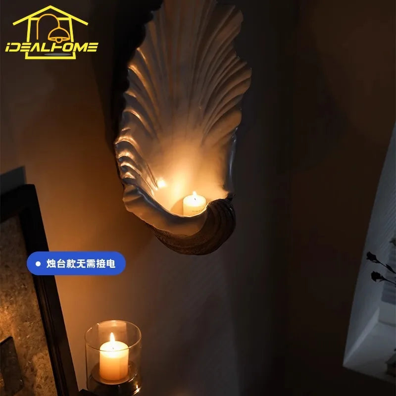 Afralia™ Vintage Shell LED Wall Lamp for Stylish Atmosphere in Living Room