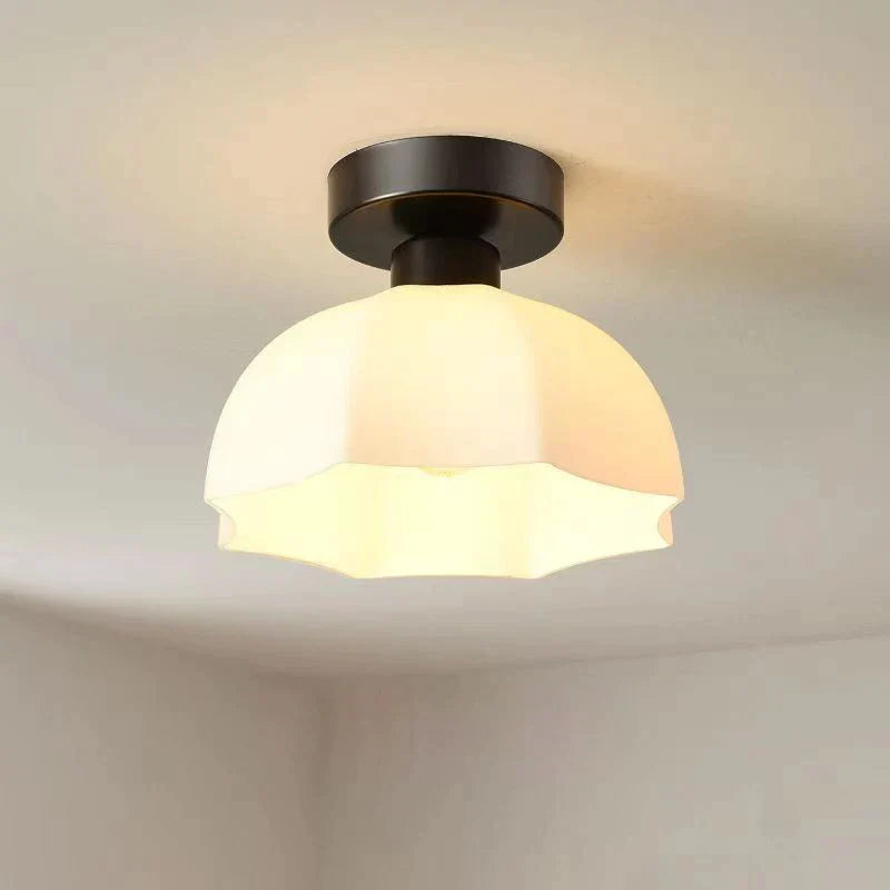 Afralia™ Ceramic Glass Cream LED Ceiling Light for Indoor Illumination