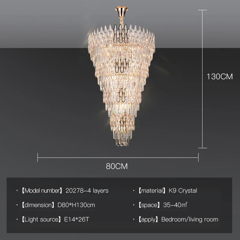 Afralia™ Crystal LED Chandelier | Long Stairway Villa Light | Modern Luxury Post Lamp