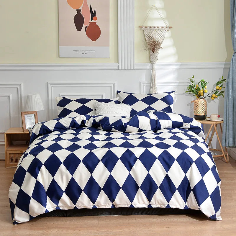 Afralia™ Geometric Stripes Bedding Set: Duvet Cover, Bed Sheets, Pillowcases