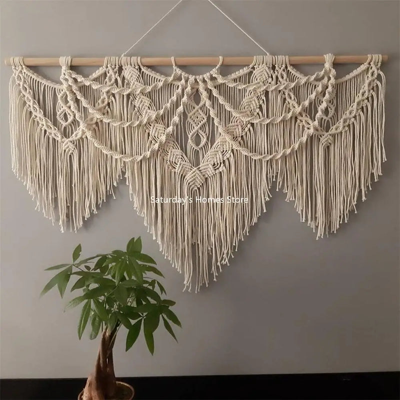 Afralia™ Large Macrame Bohemian Tapestry Wall Hanging for Boho Decor in Living Room