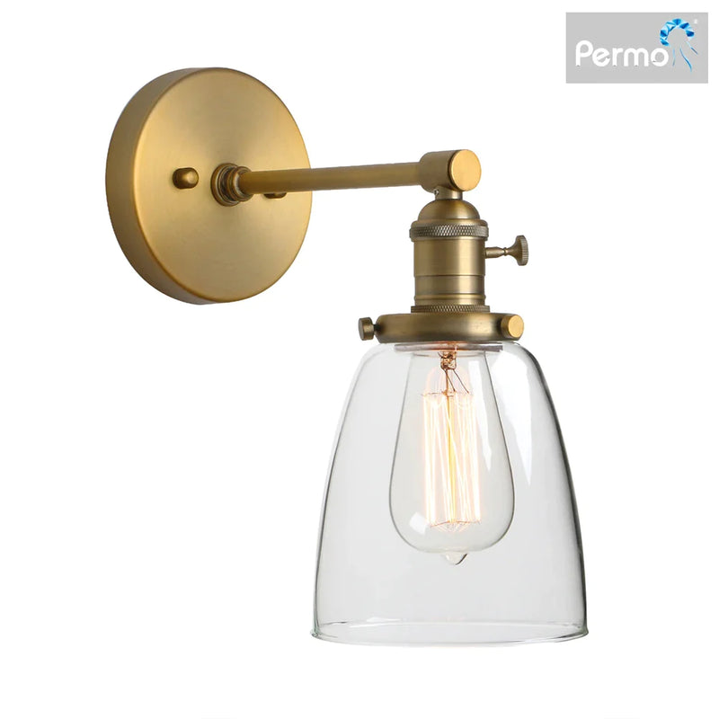 Afralia™ Industrial Dome Glass Wall Sconce Light - Single Fixture with Clear Shade