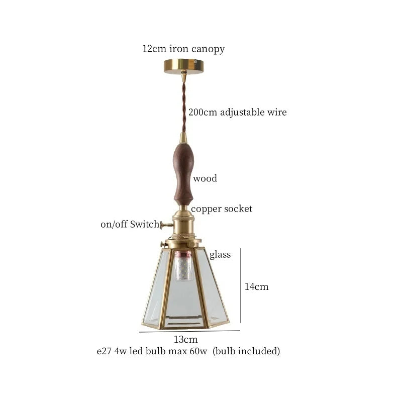 Afralia™ Glass LED Pendant Lamp Japanese Vintage Style for Home and Bar