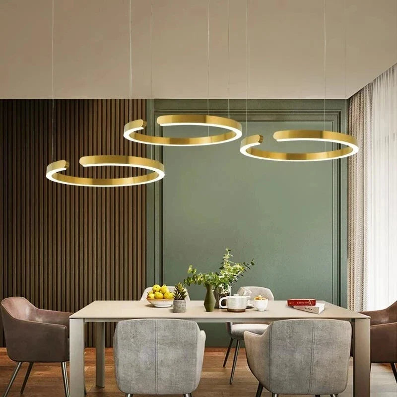 Afralia™ Stainless Steel Semicircle Chandelier for Modern Living Room & Dining Area