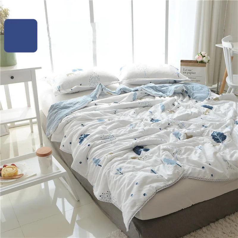 Afralia™ Cartoon Print Quilted Double Blanket for Queen Size Bed
