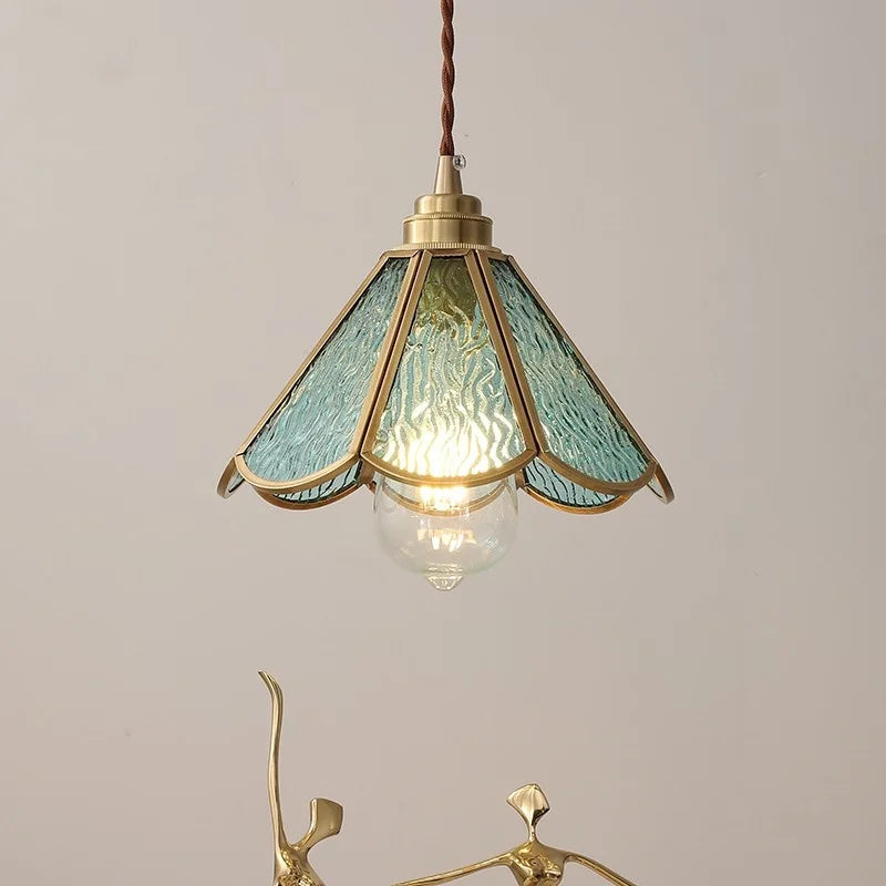 Afralia™ Blue Glass LED Pendant Light - Modern Nordic Style for Bedroom, Living Room