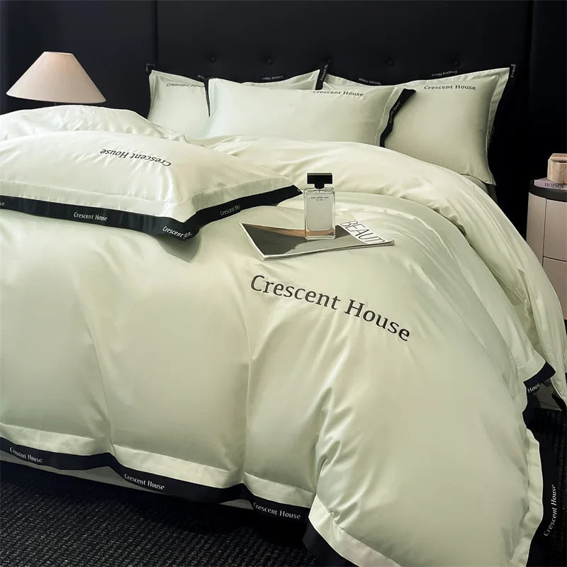 Afralia™ Ice Silk Embroidery Bed Set | Skin-Friendly Duvet Cover Kit | Comforter Sets