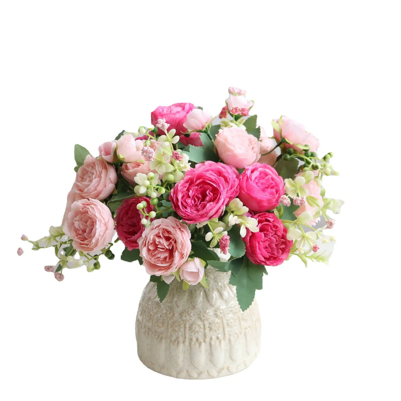 Afralia™ Peony Roses Silk Flower Bouquet for Home Garden Party Wedding Décor