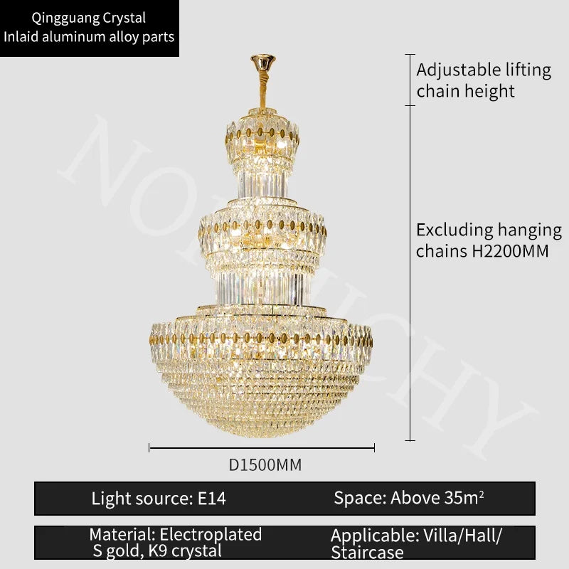 Afralia™ Crystal Hanging Lighting European Light Luxury Living Room Decor Luxury Hotel Lobby