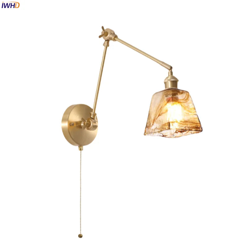 Afralia™ Copper Vintage LED Wall Sconce with Pull Chain for Stair, Loft, Bathroom, Bedroom