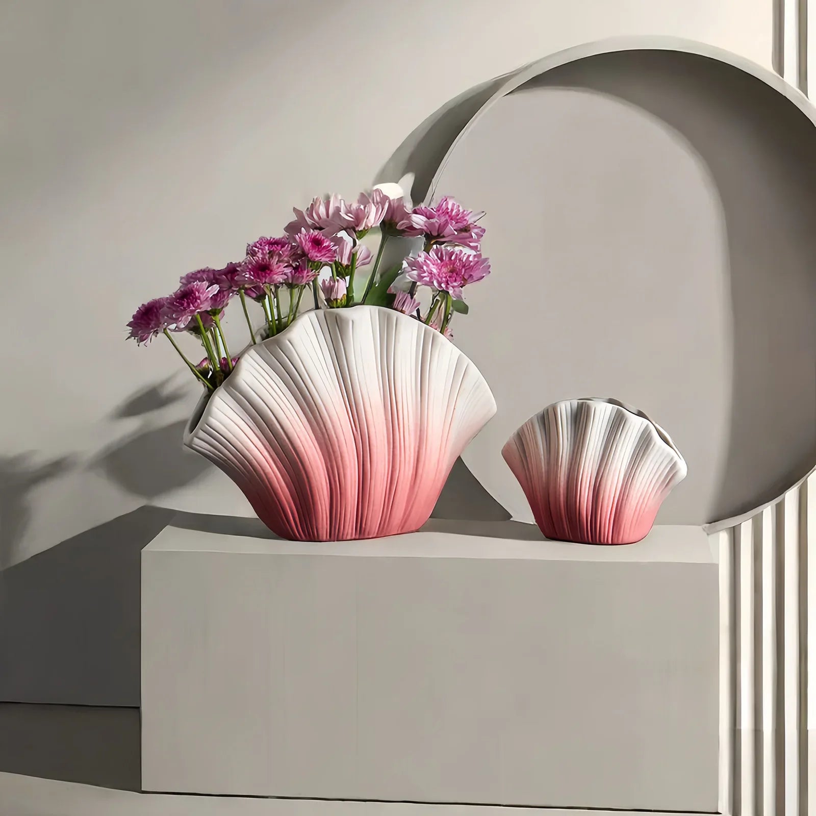 Afralia™ Gradient Shell Ceramic Vase | Colorful Flowerpot Home Decor & Accessories