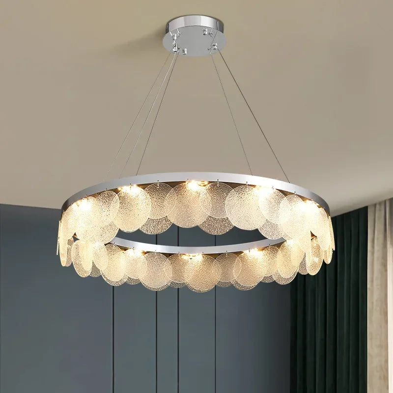 Afralia™ Glass Chandelier LED Ceiling Lamp | Modern Metal Art | Indoor Living Room Kitchen Decoration