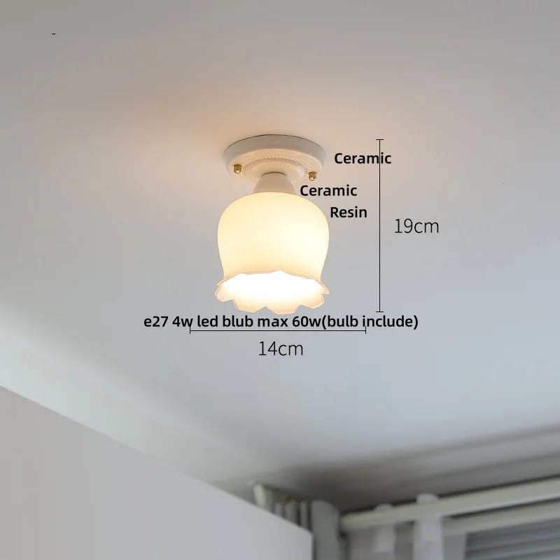 Afralia™ White Ceramic LED Ceiling Light Fixture Nordic Modern Home Decor Lighting Plafond Lamp