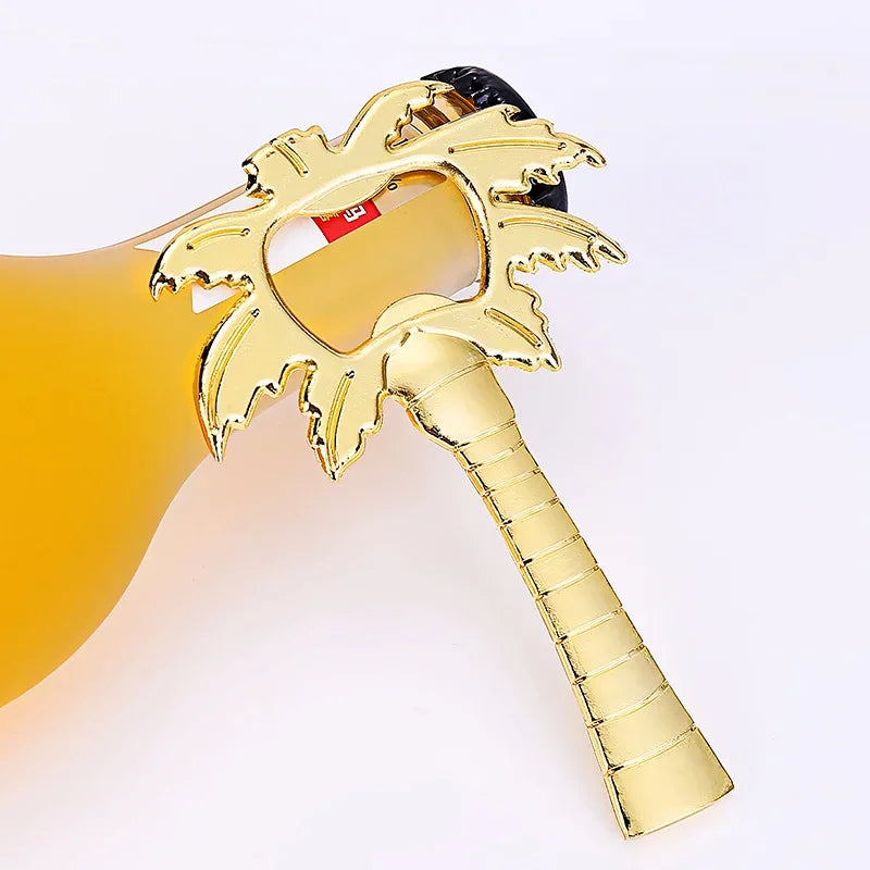 Afralia™ Coconut Tree Bottle Opener in Silver & Gold: Wedding Kitchen Tool