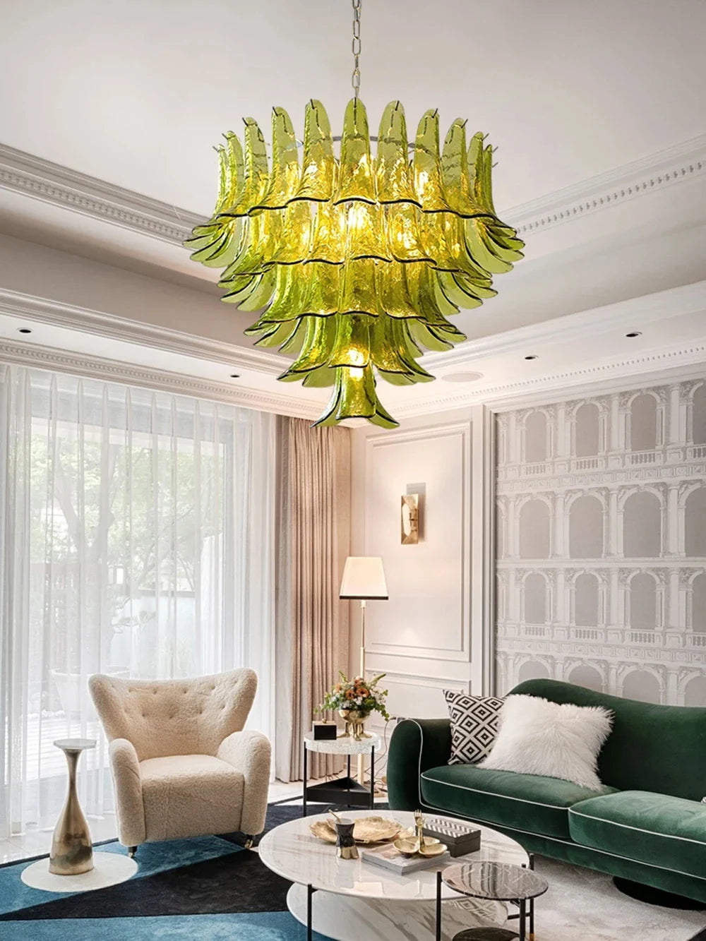 Afralia™ Green Tree Crystal LED Chandelier: Modern European Style Pendant Light with Remote Control