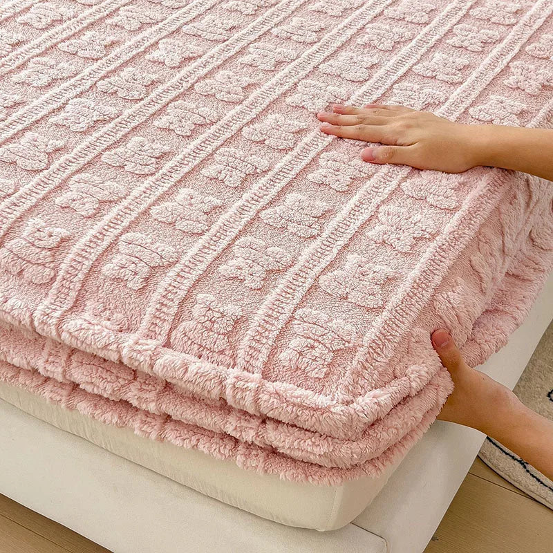 Afralia™ Taffeta Jacquard Bear Fitted Mattress Cover Queen Protector