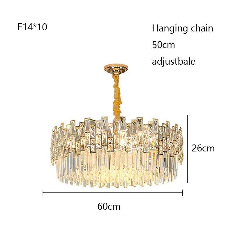 Afralia™ Gold Black Crystal LED Chandelier, Round Oval Living Room Ceiling Light