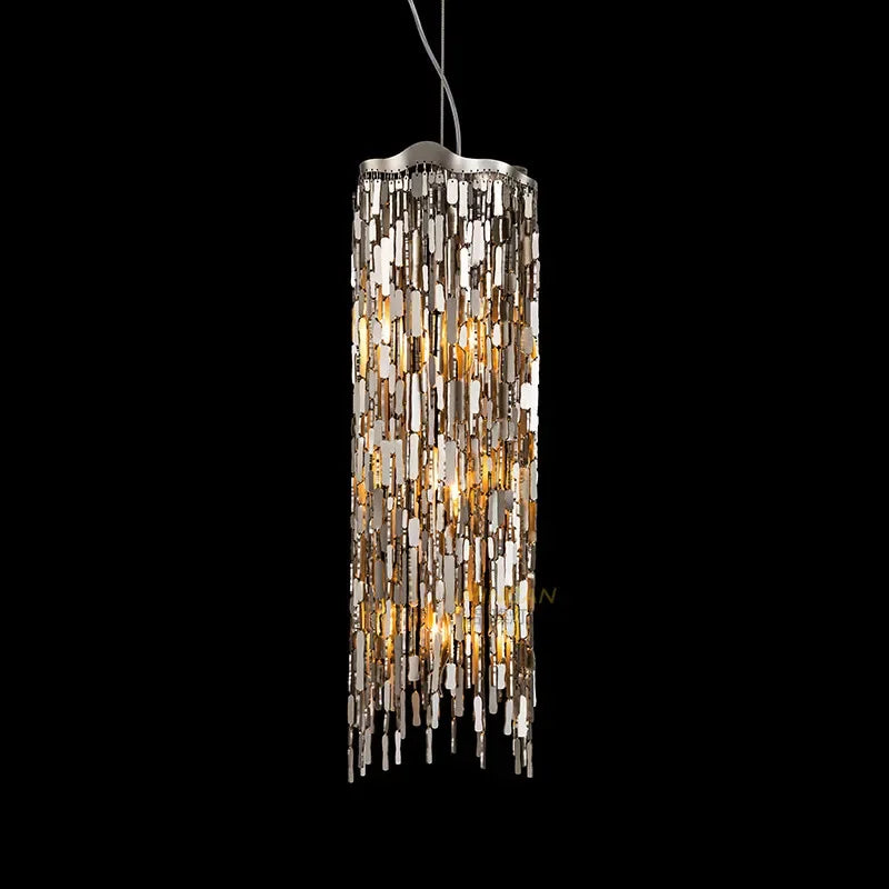 Afralia™ Steel LED Chandelier: Modern Luxury Plated Lighting Fixture