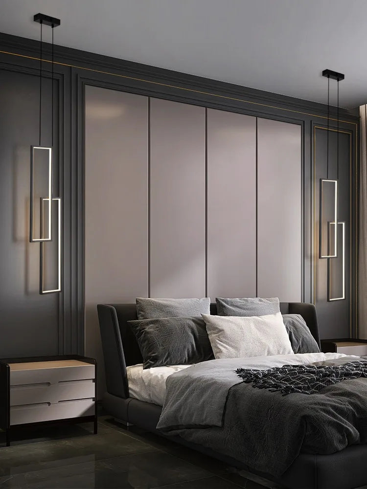 Afralia™ Modern Rectangle LED Pendant Chandelier Luminaire for Home Decor and Lighting