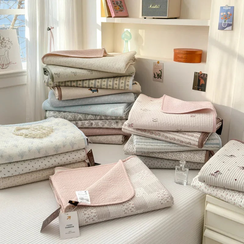 Afralia™ Double-Sided Cotton Bed Cover Quilted Tatami Mat, Soft & Anti-Slip Mattress