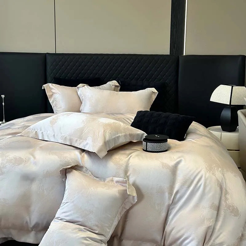 Afralia™ Luxury Egyptian Cotton Jacquard Bedding Set - Soft Silky 4Pcs