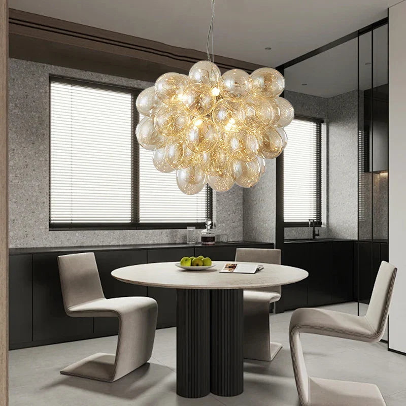 Afralia™ Smoky Gray Grape Glass Chandelier - Modern Dining Room Decor