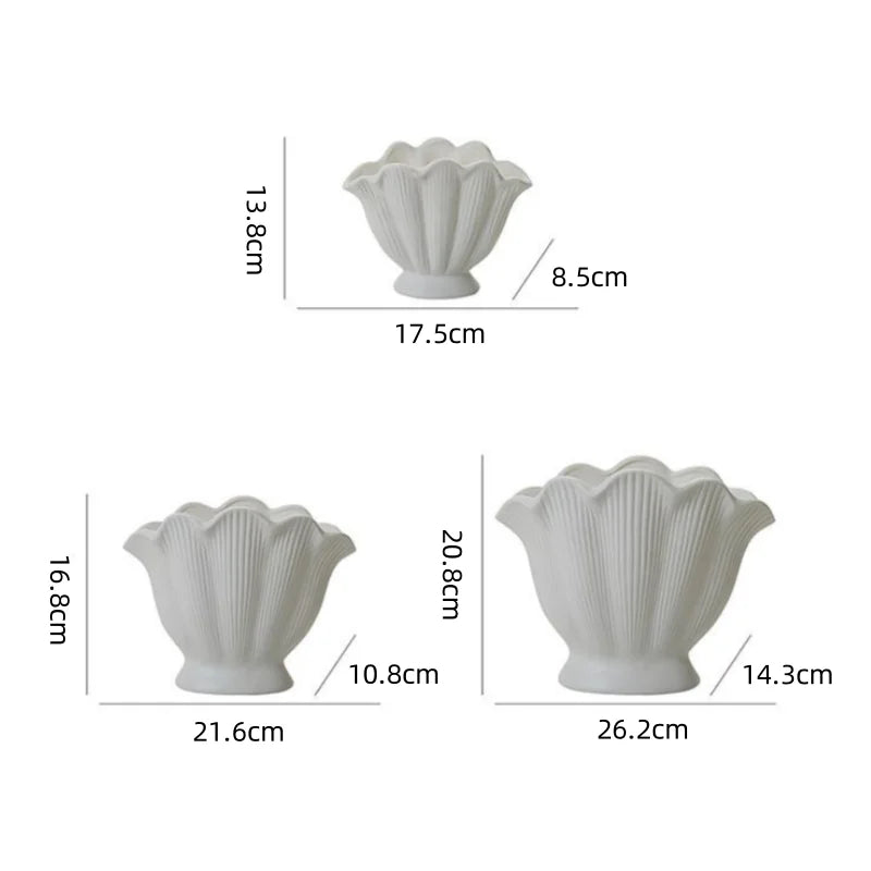 Afralia™ Vintage Shell Shape Ceramic Vase for Home Decoration and Flower Arrangement