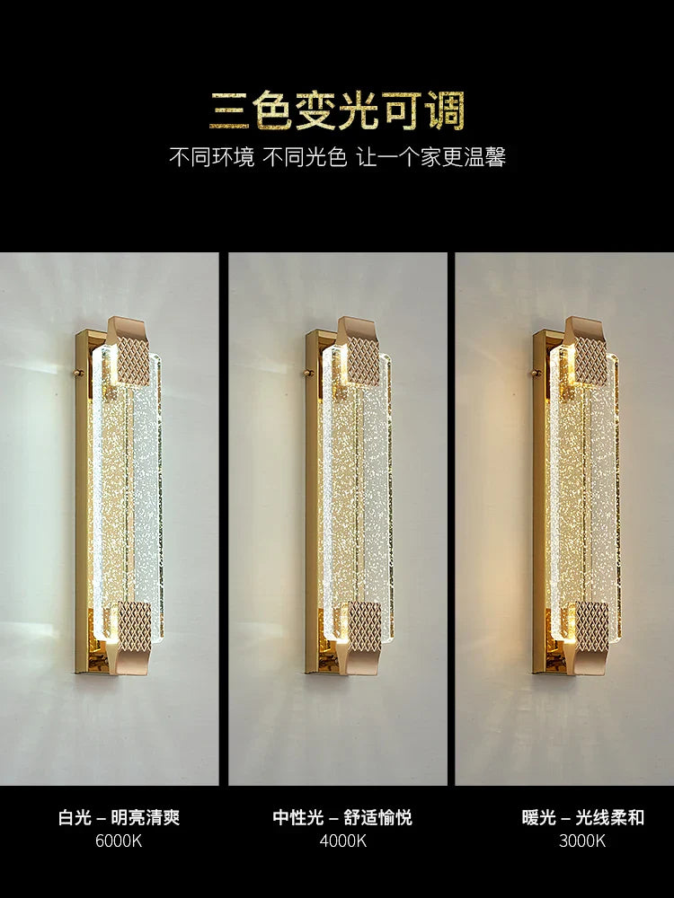 Afralia™ Crystal Wall Lamp Luxury Bedroom Bedside Living Room Decorative Light