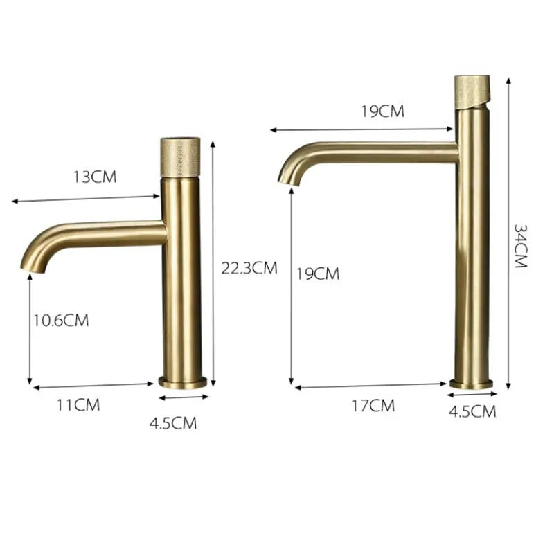 Afralia™ Brushed Gold Basin Faucet - Single Handle, Deck Mounted Cold & Hot Water Mixer