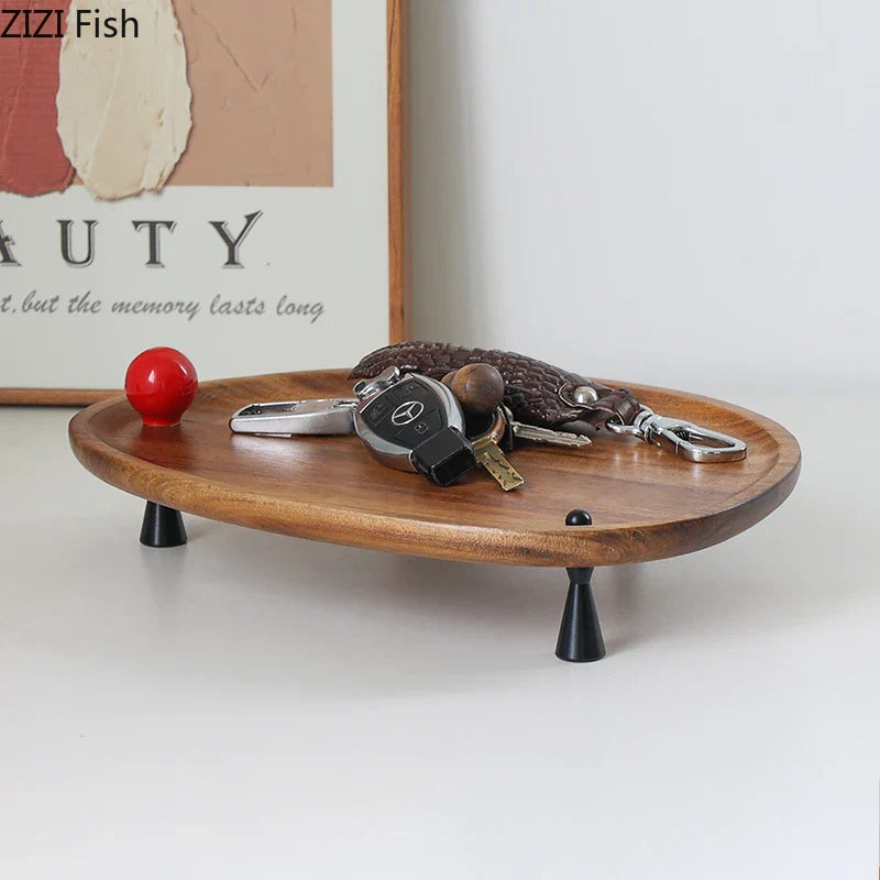 Solid Wood Trays & Ceramic Ball Display Plate - Afralia™ Jewelry & Cosmetic Organizer