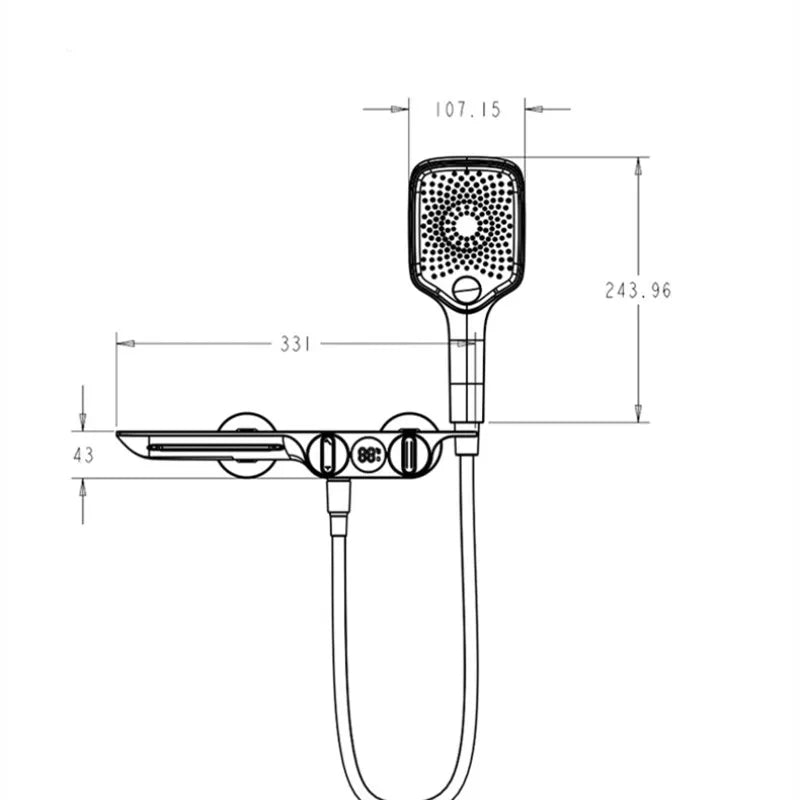Afralia™ Digital Display Black Waterfall Shower Mixer Wall Mount Brass Bathroom Taps