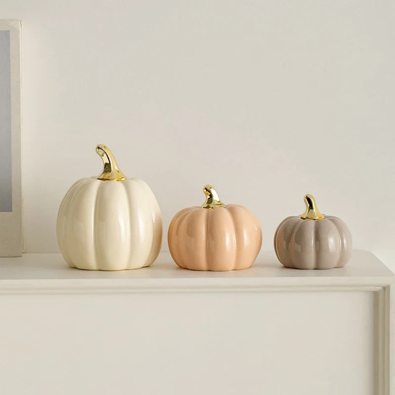 Afralia™ Handmade Ceramic Pumpkin Statue for Halloween Decor - Decorative Figurine