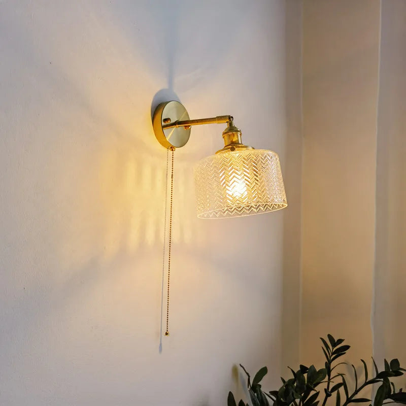 Afralia™ Copper Glass LED Wall Lamp Modern Nordic Home Decor Applique Murale