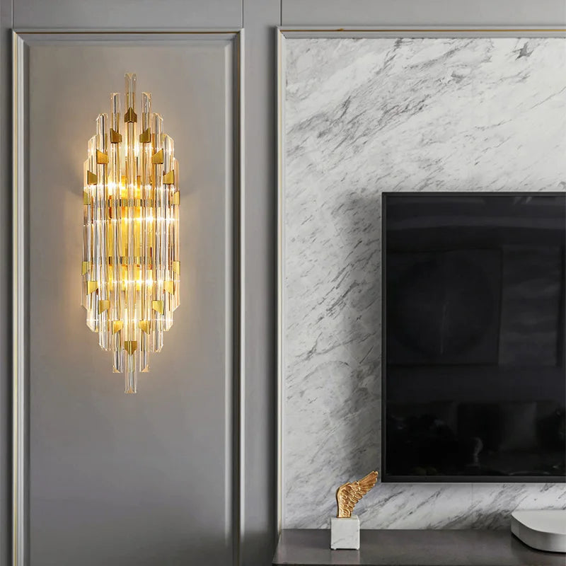 Afralia™ Modern K9 Crystal LED Wall Lamp Gold Sconces for Indoor Lighting and Room Decor