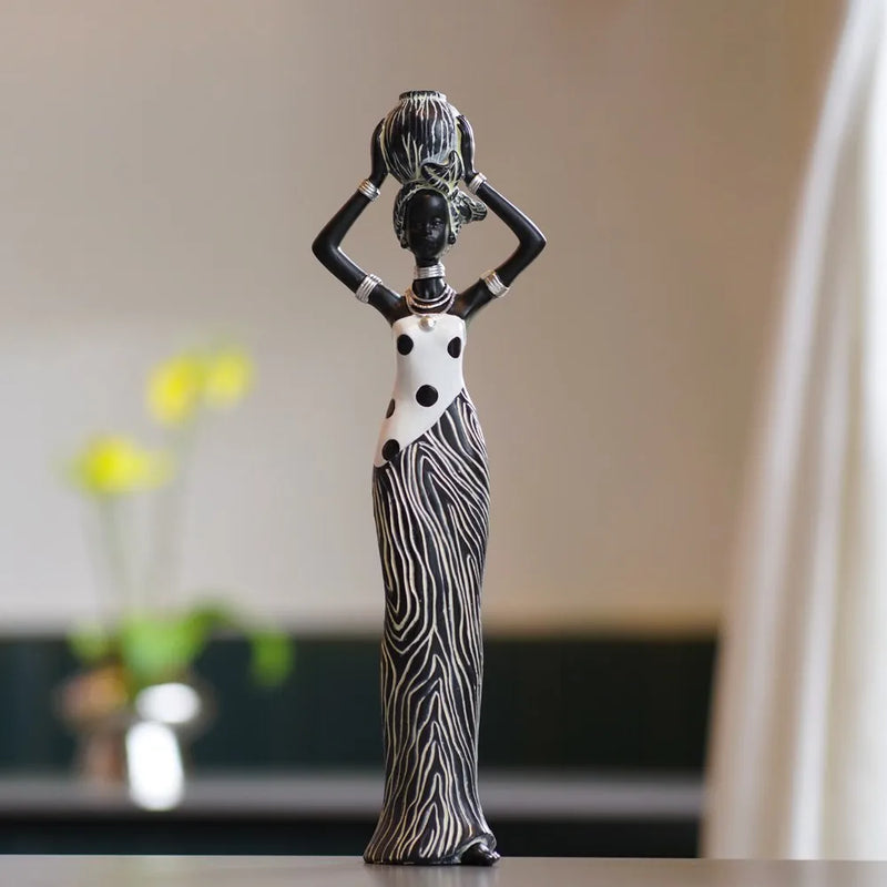 Afralia™ African Women Resin Sculpture: Elegant Vintage Home Office Décor Ornaments