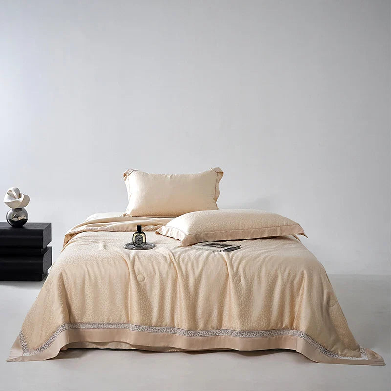 Afralia™ Leopard Jacquard Summer Quilt Bedding Set with Bed Sheet & Pillowcase