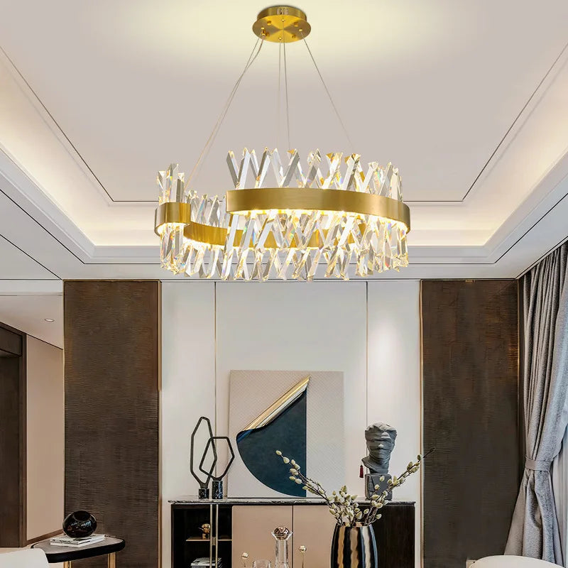 Afralia™ Gold Metal S Shape Lustre LED Pendant Lamp for Luxe Living & Dining Spaces