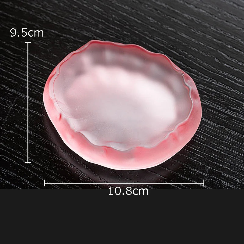 Afralia™ Pink Glass Tea Cups with Saucer Set for Afternoon Tea or Coffee