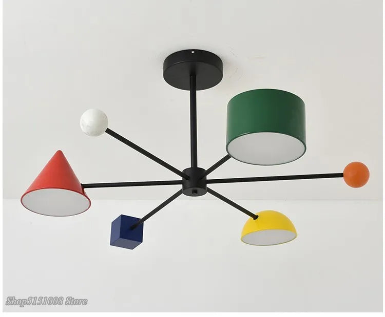 Afralia™ Modern Macaron LED Chandelier: Kids Room Decor, Indoor Hanging Light Fixtures